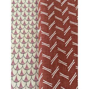 Vintage Fabric Wamsutta Burnt Orange White Lines Anna Rubens Pink Cream Fish Sca